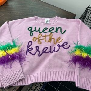 NWOT Queen of Sparkles Mardi Gras Sweater XL
